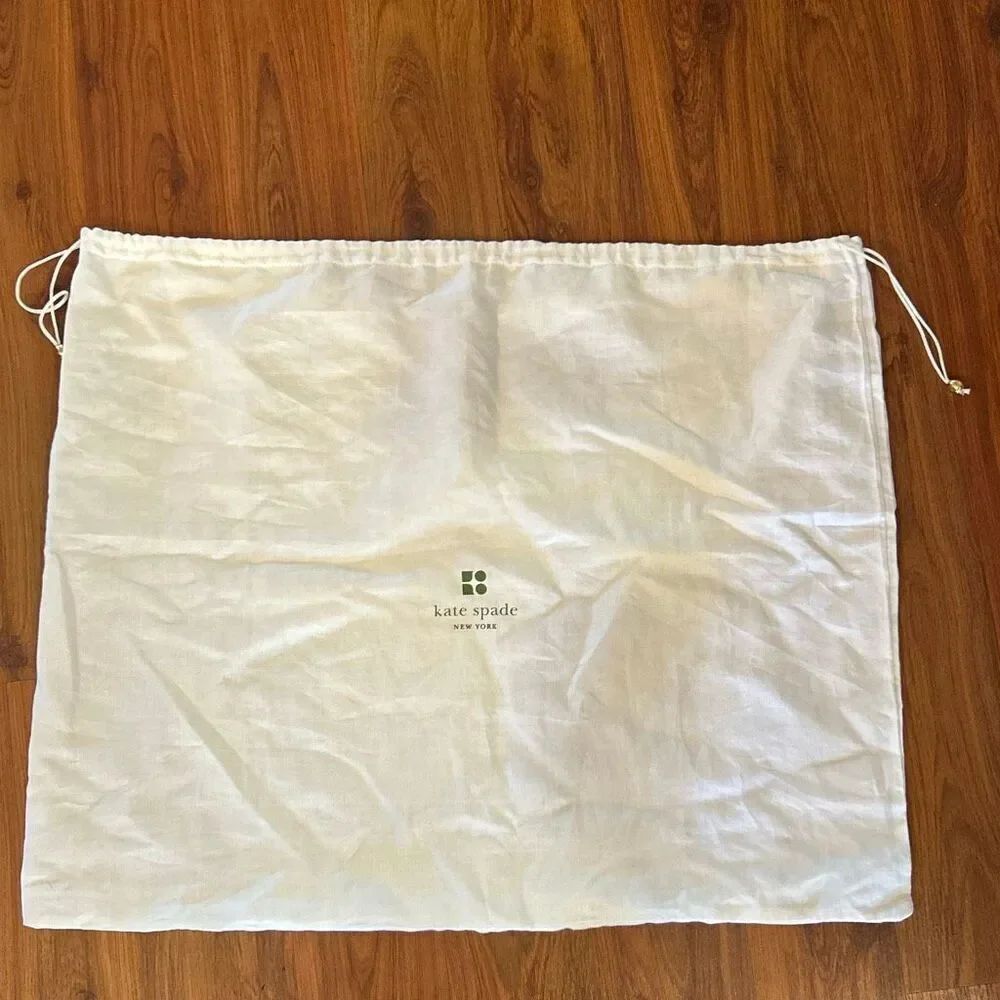 Kate Spade extra large cream green logo linen like dust bag